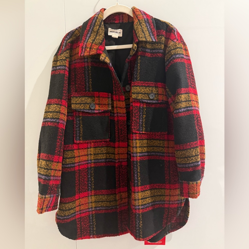 For The Republic Women's Colorful Plaid Utility Jacket. Size M